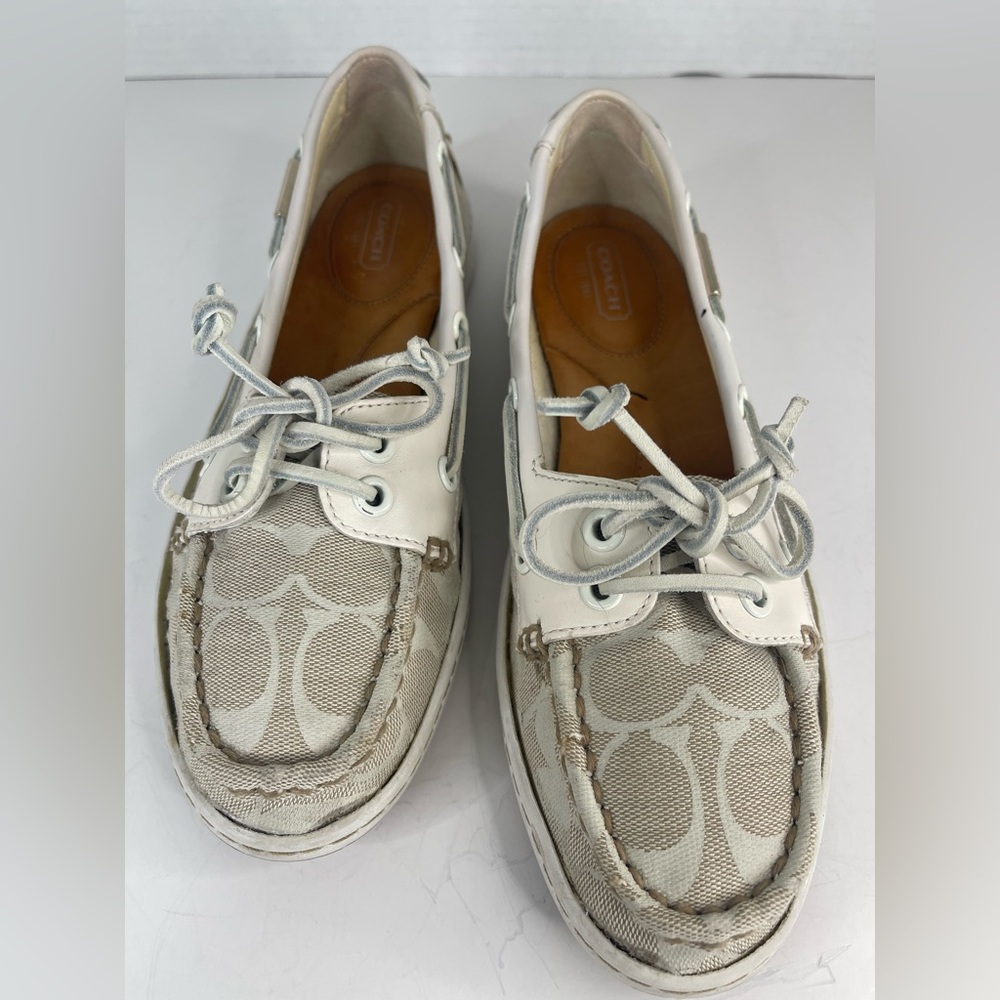 Coach Cream and White Boat Shoes - Picture 1 of 10